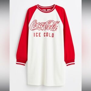 H&M x CocaCola Sweatshirt Dress, size XL in red and white